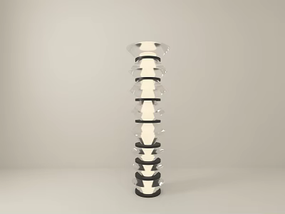 Modern Layered Floor Lamp With Black And White Stacked Design For Contemporary Home Decor 3d model
