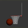 Basketball Gym Interior Featuring White Backboard With Orange Rim And Red Basketball Near Net
