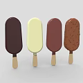 Colorful Assorted Ice Cream Bars On Wooden Sticks With Different Flavors