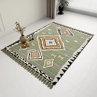 Retro green pattern carpet 3d model