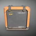 Orange And Black Military Weapon Storage Case With N220592 Label And Metal Latches