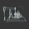 Green Industrial Oil Pump Jack Equipment With Worn Base And Mechanical Structure