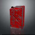 Rusty Red Square Jerry Can With Cross Pattern And Metallic Surface
