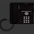 Black Digital Landline Phone With Caller ID Display Screen Numeric Keypad And Coiled Cord