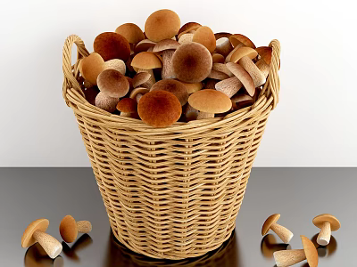 Modern Mushroom Bamboo Basket Mushroom Combination 3d model