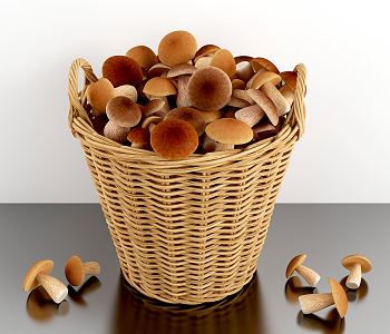 Modern Mushroom Bamboo Basket Mushroom Combination 3d model