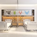 Modern Patient Room Interior Design With Sofa Bedside Table And Wall Decor Elements