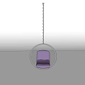 Modern Round Hanging Chair Design With Purple Cushion And Metal Chain Suspension