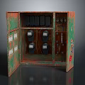 Rusted Old Electrical Distribution Box With Open Doors Switches And Meters