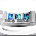 Hi tech Modern Control Room With Multiple Monitoring Screens Workstations And Ergonomic Chairs