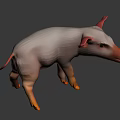 White Piglet Figurine With Pink Ears Nose And Orange Hooves