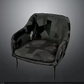 Gray Leather Accent Chair With Curved Backrest Armrests And Metal Legs