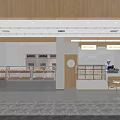 Modern Bright Dessert Shop Interior With Glass Display Cases Fresh Desserts And Seating Area