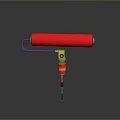 Red Paint Roller With Blue Handle And Colorful Grip For Wall Painting