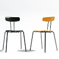 Modern Black and Orange Lounge Chairs with Metal Legs and Stylish Plastic Seats