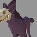 Game and Movie Character With Skull Head Purple Body Feathery Fur And Large Ears