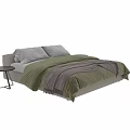 Cozy Bedroom Bed Design With Green Comforter White Pillows And Plaid Blanket