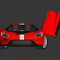 Red Supercar With Open Doors White Stripes And Sleek Sporty Design