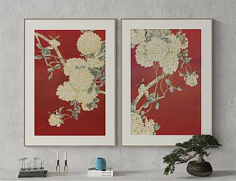 New Chinese Plant Painting Decorative Painting 3d model