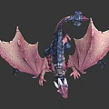 Pink And Blue Detailed Dragon Toy Figure With Open Mouth Wings