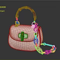 Stylish White Handbag With Bamboo Handle And Gold Chain Design