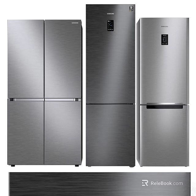 Stainless Steel Refrigerators In Modern Design With Different Styles For Kitchen 3d model 
