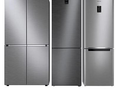 Stainless Steel Refrigerators In Modern Design With Different Styles For Kitchen 3d model
