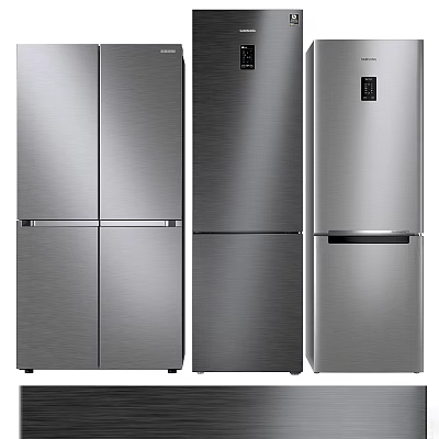 Stainless Steel Refrigerators In Modern Design With Different Styles For Kitchen 3d model