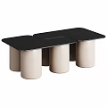 Stylish Modern Coffee Table With Black Tabletop And Wooden Cylindrical Legs