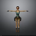 3D Female Character With Red Hair Red Goggles Green Tank Top Brown Shorts And Knives