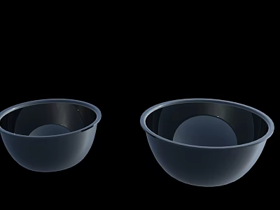 Two Black Smooth Bowls With Shiny Surface For Kitchen Use 3d model