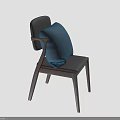Elegant Wooden Chair With Gray Seat Backrest And Blue Pillow On Brown Legs