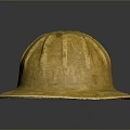 Yellow Helmet With Dome Shaped Design Rimmed Edge Surface Patterns And Small Holes