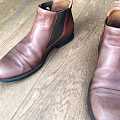 Classic Brown Leather Chelsea Boots With Elastic Side On Wooden Floor