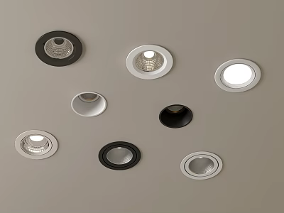 Modern Downlights And Spotlights With Various Designs And Colors For Home Ceiling 3d model