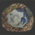 Natural Wood Stone Decorative Tabletop Piece With Light Center Stone And Colorful Chips