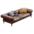 Gianfranco double sofa leather sofa 3d model