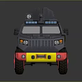 Gray Police Armored Vehicle With Red Wheels Yellow Front And Badge