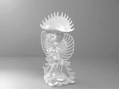 White Decorative Ornament Set With Intricate Feather Design For Home Decor 3d model
