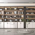 Modern Bookcase Interior Design With Multiple Compartments Decorative Items Books And Lighting 3d model