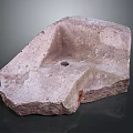 Natural Stone Basin With Wooden Base And Drain Hole For Interior Decor