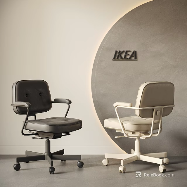 IKEA Modern Office Chairs with Black and Beige Design and Armrests 3d model 