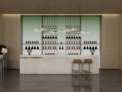 Modern water bar chair reception area 3d model