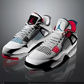 Stylish White Black Red Blue Pink Accent Jordan Inspired Sneakers With Mesh Panels Breathable Structure