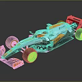 Formula 1 Racing Car With Blue And Orange Livery Cognizant Branding Aerodynamic Design