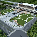 Modern Train Station Exterior Design With Green Plaza And Landscaped Gardens