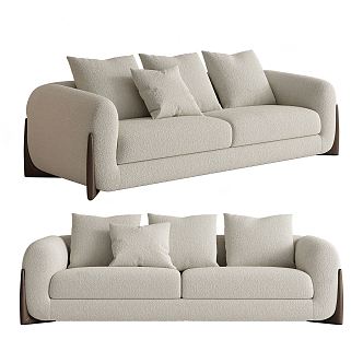 modern double sofa lambswool double sofa 3d model