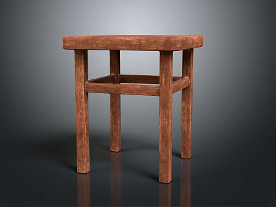 Natural Wooden Table With Simple Design And Solid Legs Structure 3d model