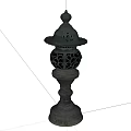 Vintage Outdoor Light With Intricate Carvings And Decorative Metal Pedestal