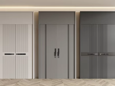Modern Double Doors Design With Three Different Colors For Storage Cabinet Interior 3d model